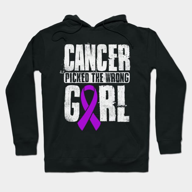 Cancer Picked The Wrong Girl Alzheimers Awareness Purple Ribbon Warrior Hope Hoodie by celsaclaudio506